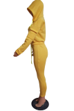 Ginger Casual Solid Patchwork Hooded Collar Long Sleeve Two Pieces