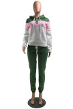 Red Fashion Casual Patchwork Basic Hooded Collar Long Sleeve Two Pieces