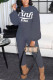 Grey Street Print Patchwork O Neck Long Sleeve Two Pieces