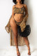 Stripe Fashion Sexy Print Basic Swimwears Three-piece Set