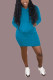 Blue Polyester Casual Sleeve V Neck A-Line Knee-Length Solid Dresses