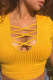 Yellow Sexy Solid Patchwork U Neck Tops
