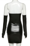 Red Fashion Sexy Solid Backless Strapless Long Sleeve Dresses