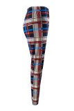 Multicolor Casual Plaid Print Patchwork Straight Low Waist Bottoms