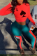 Red Casual Print Letter O Neck Two Pieces