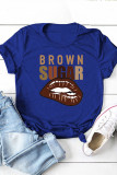 Army Green Fashion Casual Print Basic O Neck T-Shirts