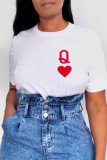 White Fashion Casual Print Basic O Neck Tops