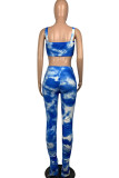 Stripe Polyester Fashion Casual Print Tie Dye Two Piece Suits Boot Cut Sleeveless Two Pieces
