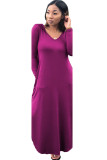 purple Sexy Fashion Cap Sleeve Long Sleeves O neck Asymmetrical Floor-Length asymmetrical Patchwork Long S