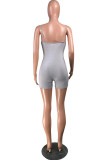 Grey Sexy Solid Patchwork Without Belt Spaghetti Strap Straight Rompers