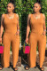 Orange Sexy Solid Polyester Sleeveless Slip
