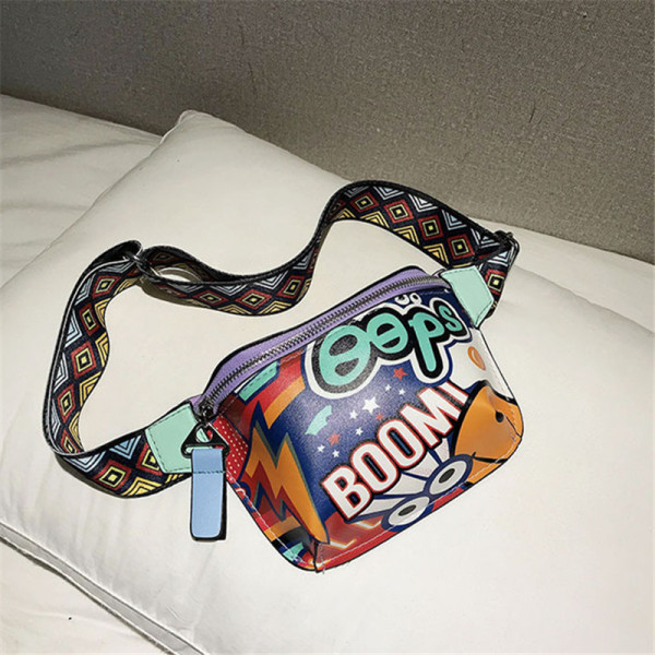 Purple Fashion Casual Graffiti Print Chest Bag