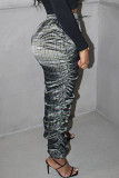 Red Sexy Print Fold Loose High Waist Bottoms