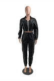 Blue Fashion Casual Solid Basic Turndown Collar Long Sleeve Two Pieces