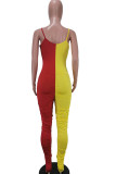 Red Fashion Sexy letter Draped Milk. Sleeveless Slip Jumpsuits