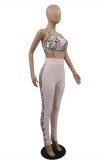 Red Fashion Sexy Print Patchwork Backless Halter Sleeveless Two Pieces
