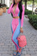 Pink Casual Solid Patchwork O Neck Long Sleeve Two Pieces