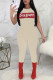 White Casual Sportswear Letter Print Basic O Neck Skinny Jumpsuits