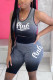 Black Fashion Casual Letter Printed Sports Set