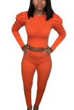 Orange Street Polyester Solid O Neck Long Sleeve Short Two Pieces