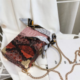 Red Fashion Patchwork Print Chain Strap Red Crossbody Bag