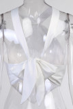 White Sexy Solid Backless Cross Straps Spaghetti Strap Tops