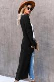 Black knitting cardigan Long Sleeve Solid Patchwork Slim fit 