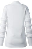 White Casual Solid Split Joint O Neck Wrapped Skirt Dresses