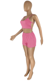 Pink Sportswear Solid Patchwork U Neck Sleeveless Two Pieces