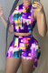 Purple Sexy Print Patchwork Half A Turtleneck Sleeveless Two Pieces