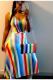 Multi-color Sexy Tank Sleeveless O neck Swagger Ankle-Length Striped Club Dresses