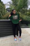 Orange O Neck Long Sleeve Hole Solid Print Long Sleeve Tops