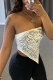 White Red Black Royal blue One word collar Sleeveless Patchwork Print backless Tops