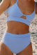 Blue Sexy Solid Hollowed Out Split Joint Swimwears