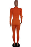 Orange Street Polyester Solid O Neck Long Sleeve Short Two Pieces