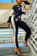 Black Sexy Street Solid Sequins Patchwork O Neck Long Sleeve Two Pieces