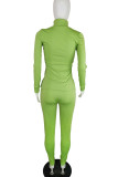 Light Green Sexy Solid O Neck Long Sleeve Two Pieces