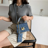 Deep Blue Fashion Print Crossbody Bag