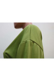 Green Polyester Sexy Cap Sleeve Long Sleeves V Neck Swagger Knee-Length Solid Long Sleeve Dresses