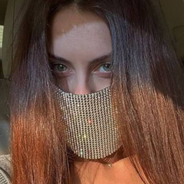 Gold Fashion Patchwork Rhinestone Face Mask