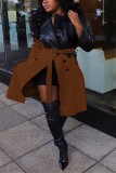 Red Fashion Casual Patchwork Patchwork Turndown Collar Outerwear