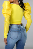 Pink Fashion Casual Solid Patchwork O Neck Tops