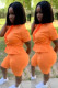 Orange Fashion Sexy Two Piece Suits Solid asymmetrical Regular Short Sleeve Two-Piece Short Set