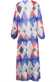 Blue Fashion Sexy Print Basic Swimwears