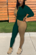 Black Green Casual Solid Split Joint O Neck Long Sleeve Two Pieces
