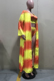 Yellow Fashion Sexy Print Cardigan Swimwears Three-piece Set