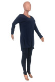 Black Casual Solid Patchwork V Neck Long Sleeve Regular Sleeve Two Pieces