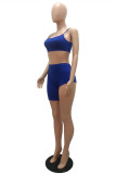 Blue Fashion Sexy Suspender Top And Shorts Two-piece Set