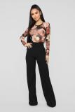 Multi-color Sexy Fashion perspective Print Patchwork Polyester Long Sleeve O Neck Playsuits