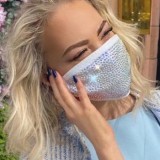 Black Fashion Hot Drilling Decorative White Face Mask